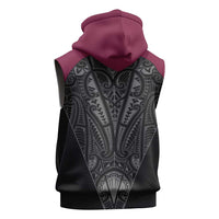 Queensland Maori Rugby Nga Hau e Wha Sleeveless Hoodie Maroon Motif - Polynesian Pride