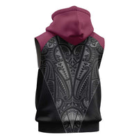 Queensland Maori Rugby Nga Hau e Wha Sleeveless Zip Hoodie Maroon Motif LT9 - Polynesian Pride
