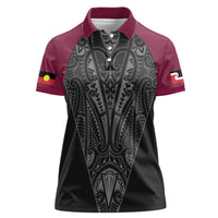 Queensland Maori Rugby Nga Hau e Wha Women Polo Shirt Maroon Motif