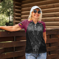 Queensland Maori Rugby Nga Hau e Wha Women Polo Shirt Maroon Motif