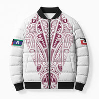 Queensland Maori Rugby Nga Hau e Wha Bomber Puffer Jacket White Motif - Polynesian Pride