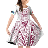 Queensland Maori Rugby Nga Hau e Wha Family Matching Off Shoulder Short Dress and Hawaiian Shirt White Motif