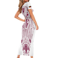Queensland Maori Rugby Nga Hau e Wha Family Matching Short Sleeve Bodycon Dress and Hawaiian Shirt White Motif