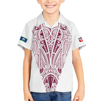 Queensland Maori Rugby Nga Hau e Wha Family Matching Short Sleeve Bodycon Dress and Hawaiian Shirt White Motif