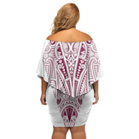 Queensland Maori Rugby Nga Hau e Wha Off Shoulder Short Dress White Motif