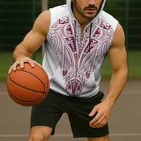 Queensland Maori Rugby Nga Hau e Wha Sleeveless Zip Hoodie White Motif LT9 - Polynesian Pride