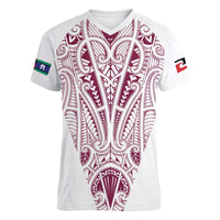 Queensland Maori Rugby Nga Hau e Wha Women V-Neck T-Shirt White Motif