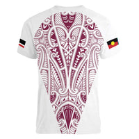 Queensland Maori Rugby Nga Hau e Wha Women V-Neck T-Shirt White Motif