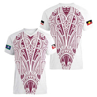 Queensland Maori Rugby Nga Hau e Wha Women V-Neck T-Shirt White Motif
