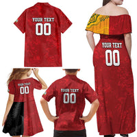 Custom British Lions-AUNZ Family Matching Off Shoulder Maxi Dress and Hawaiian Shirt Australia-New Zealand Indigenous Motif