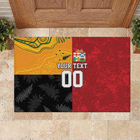 Custom British Lions-AUNZ Rubber Doormat Australia-New Zealand Indigenous Motif LT9 Red - Polynesian Pride