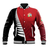 Custom British Lions New Zealand Baseball Jacket Half Black Fern LT9 Unisex Red - Polynesian Pride