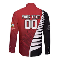 Custom British Lions New Zealand Long Sleeve Button Shirt Half Black Fern LT9 - Polynesian Pride