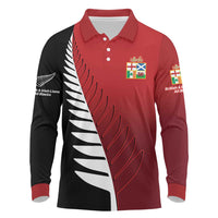 Custom British Lions New Zealand Long Sleeve Polo Shirt Half Black Fern