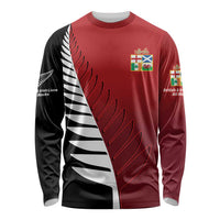 Custom British Lions New Zealand Long Sleeve Shirt Half Black Fern LT9 Unisex Red - Polynesian Pride