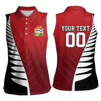Custom British Lions New Zealand Women Sleeveless Polo Shirt Half Black Fern