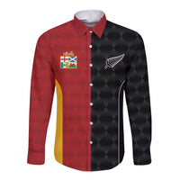Custom British Lions New Zealand Long Sleeve Button Shirt Sporty Style LT9 Unisex Black - Polynesian Pride