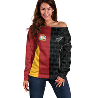 Custom British Lions New Zealand Off Shoulder Sweater Sporty Style LT9 Women Black - Polynesian Pride