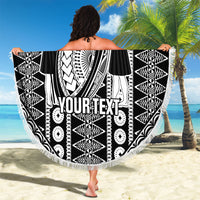 Fiji Custom Rugby National Heritage Beach Blanket Black Traditional Masi Inspired