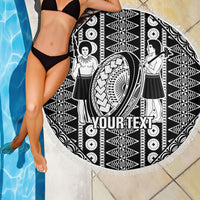 Fiji Custom Rugby National Heritage Beach Blanket Black Traditional Masi Inspired