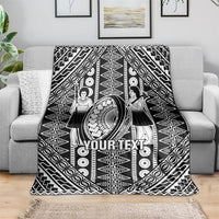 Fiji Custom Rugby National Heritage Blanket Black Traditional Masi Inspired