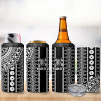 Fiji Custom Rugby National Heritage 4 in 1 Can Cooler Tumbler Black Traditional Masi Inspired