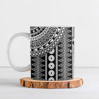 Fiji Custom Rugby National Heritage Ceramic Mug Black Traditional Masi Inspired