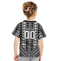 Fiji Custom Rugby National Heritage Kid T Shirt Black Traditional Masi Inspired