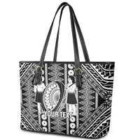 Fiji Custom Rugby National Heritage Leather Tote Bag Black Traditional Masi Inspired