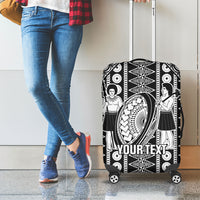 Fiji Custom Rugby National Heritage Luggage Cover Black Traditional Masi Inspired