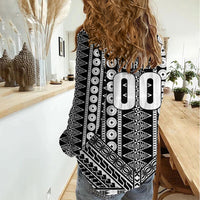 Fiji Custom Rugby National Heritage Women Casual Shirt Black Traditional Masi Inspired