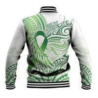 Its Okay Green Ribbon Personalised Baseball Jacket Polynesian Depression Awareness LT9 - Polynesian Pride