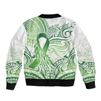 Its Okay Green Ribbon Personalised Bomber Jacket Polynesian Depression Awareness