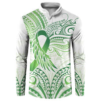 Its Okay Green Ribbon Personalised Button Sweatshirt Polynesian Depression Awareness LT9 Green - Polynesian Pride