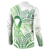 Its Okay Green Ribbon Personalised Button Sweatshirt Polynesian Depression Awareness LT9 - Polynesian Pride
