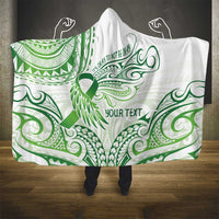 Its Okay Green Ribbon Personalised Hooded Blanket Polynesian Depression Awareness LT9 - Polynesian Pride