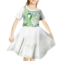 Its Okay Green Ribbon Personalised Kid Short Sleeve Dress Polynesian Depression Awareness