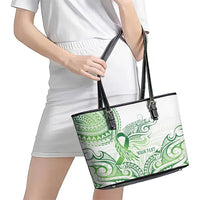 Its Okay Green Ribbon Personalised Leather Tote Bag Polynesian Depression Awareness LT9 - Polynesian Pride