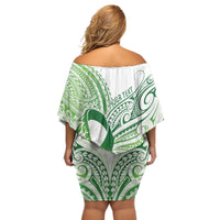 Its Okay Green Ribbon Personalised Off Shoulder Short Dress Polynesian Depression Awareness LT9 - Polynesian Pride