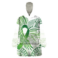 Its Okay Green Ribbon Personalised Wearable Blanket Hoodie Polynesian Depression Awareness LT9 One Size Green - Polynesian Pride