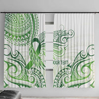 Its Okay Green Ribbon Personalised Window Curtain Polynesian Depression Awareness LT9 With Hooks Green - Polynesian Pride