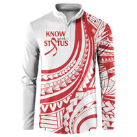 Know Your Status Red Ribbon Personalised Button Sweatshirt Polynesian AIDS Awareness LT9 Red - Polynesian Pride