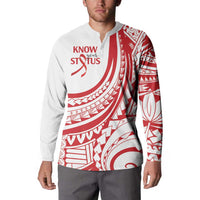Know Your Status Red Ribbon Personalised Button Sweatshirt Polynesian AIDS Awareness LT9 - Polynesian Pride