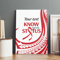 Know Your Status Red Ribbon Personalised Canvas Wall Art Polynesian AIDS Awareness LT9 - Polynesian Pride