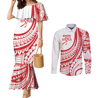 Know Your Status Red Ribbon Personalised Couples Matching Mermaid Dress and Long Sleeve Button Shirt Polynesian AIDS Awareness LT9 Red - Polynesian Pride