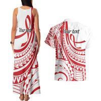 Know Your Status Red Ribbon Personalised Couples Matching Tank Maxi Dress and Hawaiian Shirt Polynesian AIDS Awareness LT9 - Polynesian Pride