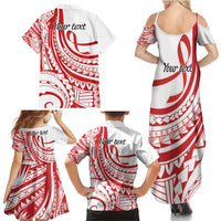 Know Your Status Red Ribbon Personalised Family Matching Summer Maxi Dress and Hawaiian Shirt Polynesian AIDS Awareness LT9 - Polynesian Pride