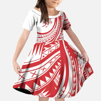Know Your Status Red Ribbon Personalised Family Matching Tank Maxi Dress and Hawaiian Shirt Polynesian AIDS Awareness LT9 Daughter's Dress Red - Polynesian Pride