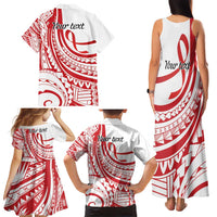 Know Your Status Red Ribbon Personalised Family Matching Tank Maxi Dress and Hawaiian Shirt Polynesian AIDS Awareness LT9 - Polynesian Pride