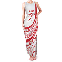 Know Your Status Red Ribbon Personalised Family Matching Tank Maxi Dress and Hawaiian Shirt Polynesian AIDS Awareness LT9 Mom's Dress Red - Polynesian Pride